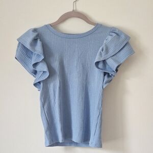 Zara blue ruffle top